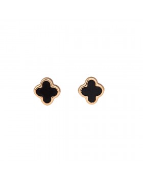 BLACK STONE CROSS EARRINGS - SOLID GOLD 14K