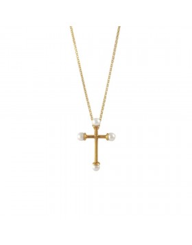 WOMEN'S CROSS NECKLACE WITH PEARLS 925