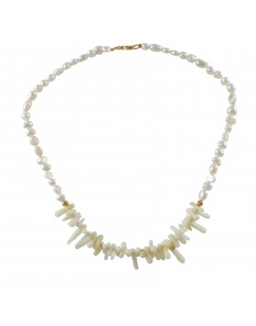 WOMEN'S NECKLACE WITH PEARLS AND WHITE CORAL 925
