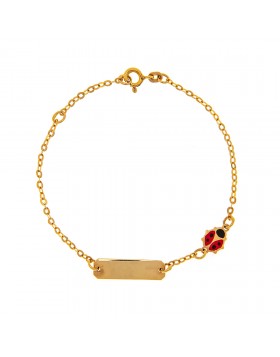 KID'S GOLD ID BRACELET K14 WITH LADYBUG