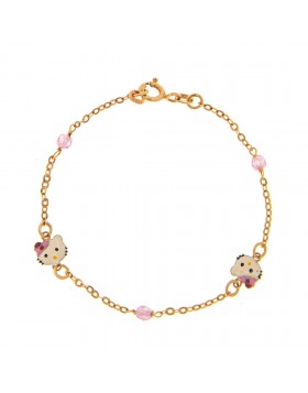 GIRL'S BRACELET K14 WITH PINK CATS