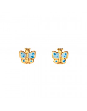 GIRLS BUTTERFLY EARRINGS SOLID GOLD 14K