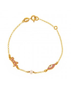 GIRL'S BRACELET 925 WITH PINK ENAMEL SHAPES