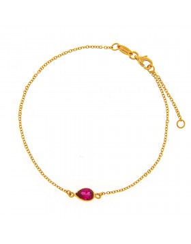 GIRL'S GOLD BRACELET K14 WITH RED STONE
