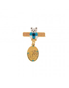 GOLD AMULET K9 FOR BOY WITH RELIGIOUS ICON