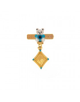 GOLD AMULET K9 FOR BOY WITH RELIGIOUS ICON