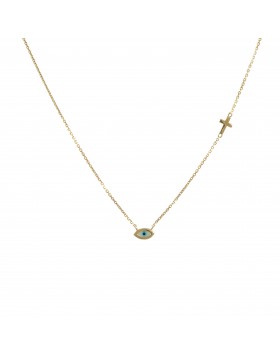 EVIL EYE WITH CROSS 925 NECKLACE