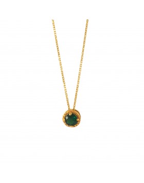 GOLD PLATED NECKLACE 925 WITH GREEN ZIRCON 