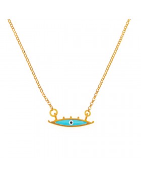 SILVER NECKLACE EVIL EYE 925 WITH BLUE ENAMEL