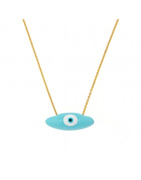 SILVER NECKLACE EVIL EYE 925 WITH BLUE ENAMEL