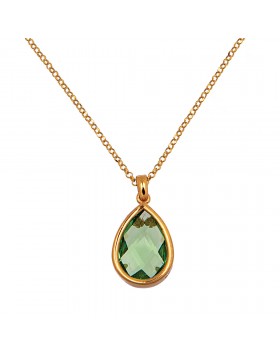 WOMEN'S NECKLACE WITH GREEN CRYSTAL 925