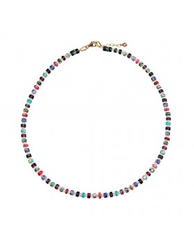 NECKLACE WITH MULTICOLOURED SEMI-PRECIOUS STONES AND HEMATITE