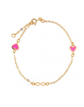 CHILDREN'S BRACELET K14 WITH PINK HEARTS