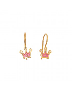 CHILDREN'S PINK CROWN EARRINGS 925