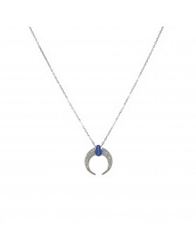WOMEN'S NECKLACE WITH HALF-MOON AND BLUE ZIRCON