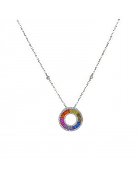 WOMEN'S COLORFUL NECKLACE 925 WITH ZIRCONIA