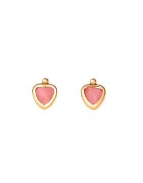 GIRLS' PINK HEARTS EARRINGS SOLID GOLD 14K