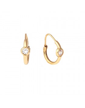 HOOP EARRINGS WITH ZIRCON - SOLID GOLD 14K