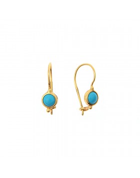 DANGLE EARRINGS WITH TIRQUOISE STONE - SOLID GOLD 14K