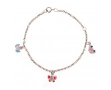 GIRL'S WHITE GOLD BRACELET K14 WITH COLORFUL ENAMEL