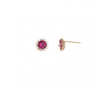 GOLD EARRINGS WITH RED ZIRCON14K