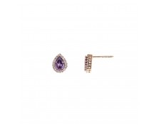 GOLD EARRINGS IN DROP SHAPE WITH PURPLE ZIRCON 14K